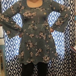 Sweater dress with bell sleeves